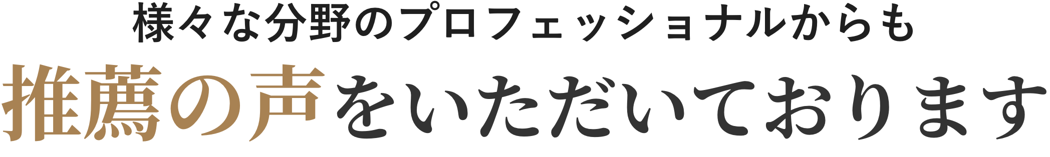 様々な分野のプロフェッショナルからも推薦の声をいただいております